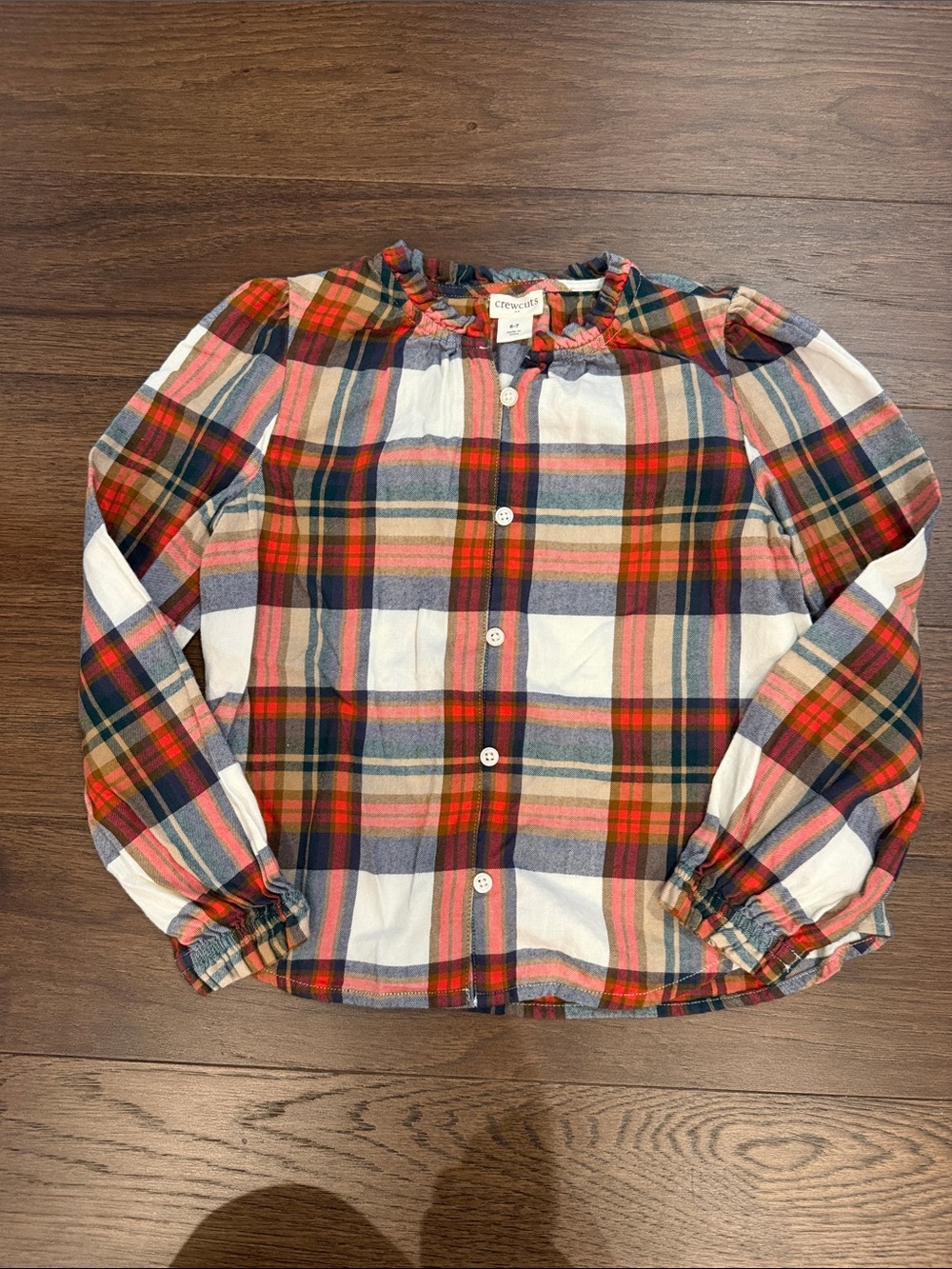 Crewcuts Girls' Red Plaid Button-Up Shirt Size 6/7 - C12-055